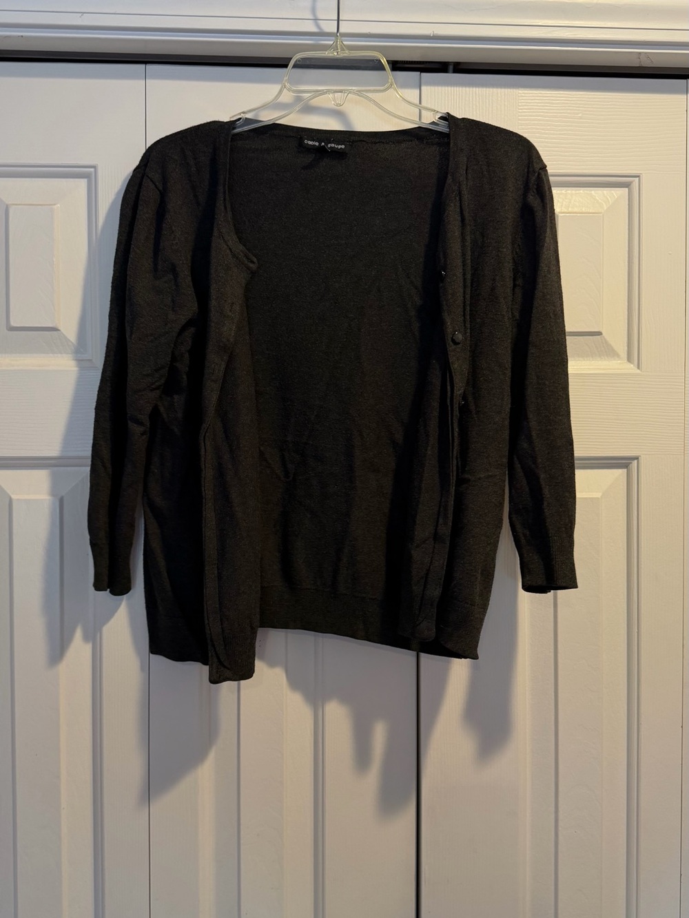 Cable & Gauge Dark Grey V-Neck Long Sleeve Cardigan Layering Sweater